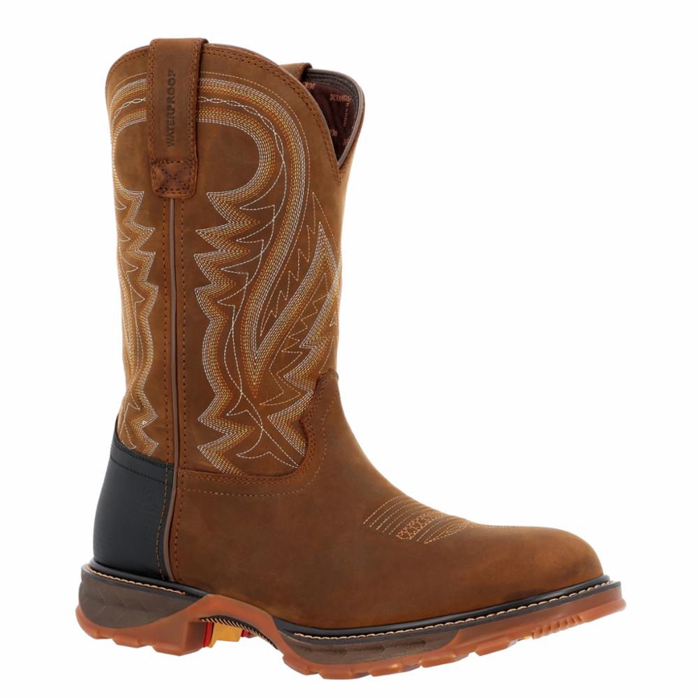 BOTTES DE TRAVAIL WESTERN IMPERMÉABLES POUR HOMMES Durango MAVERICK XP 11  PO COYOTE MARRON