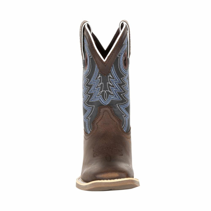 Durango Kids LIL' REBEL PRO BIG KIDS 8 IN WESTERN BOOT BELGIAN BROWN / DENIM BLUE