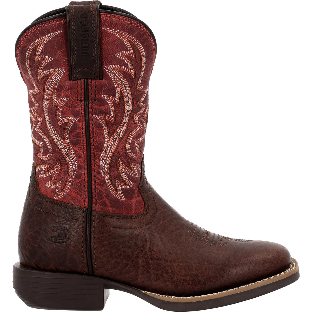 Durango Kids SHYLOH LITTLE KIDS 8 INCH SQUARE TOE MAHOGANY/DYNAMITE RED