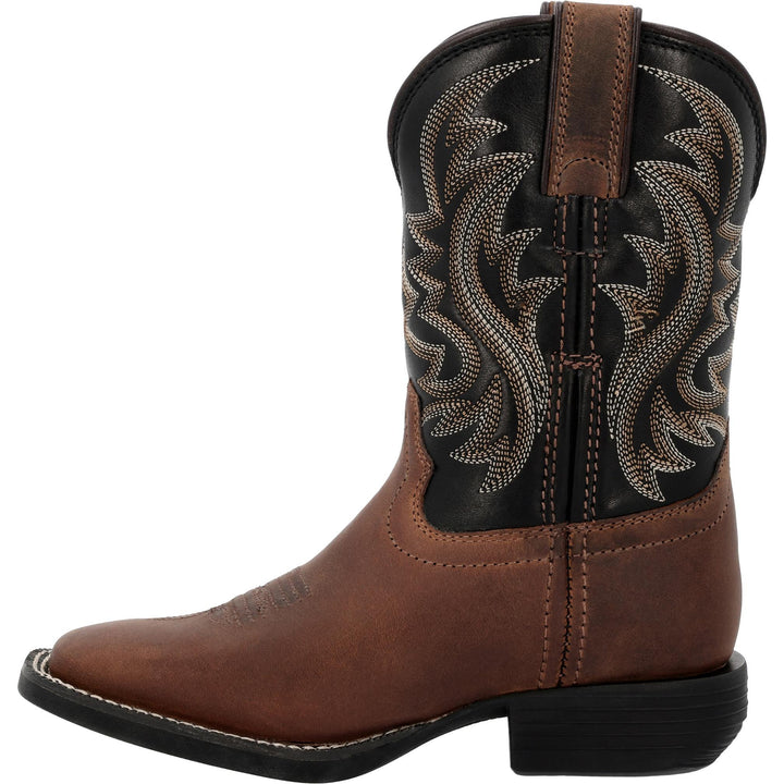 Durango Kids SHYLOH LITTLE KIDS 8 INCH SQUARE TOE BRAWNY BROWN/ BLACK ONYX