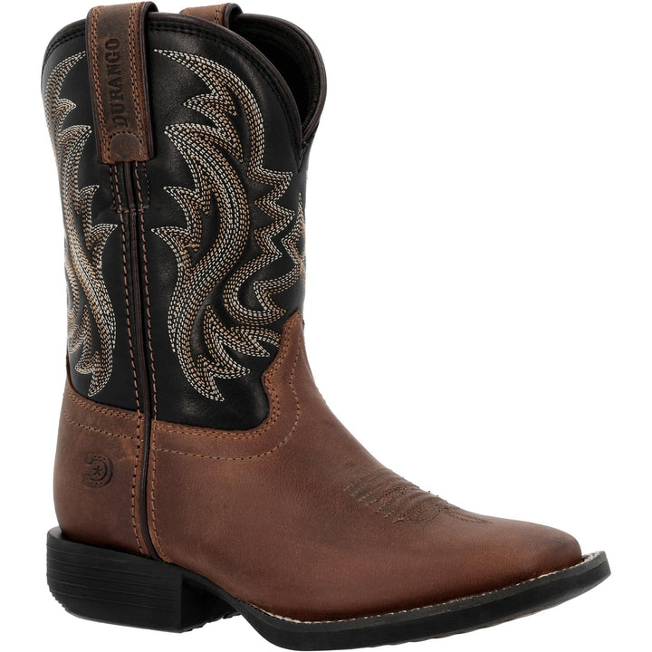 Durango Kids SHYLOH BIG KIDS 8 INCH SQUARE TOE BRAWNY BROWN/ BLACK ONYX