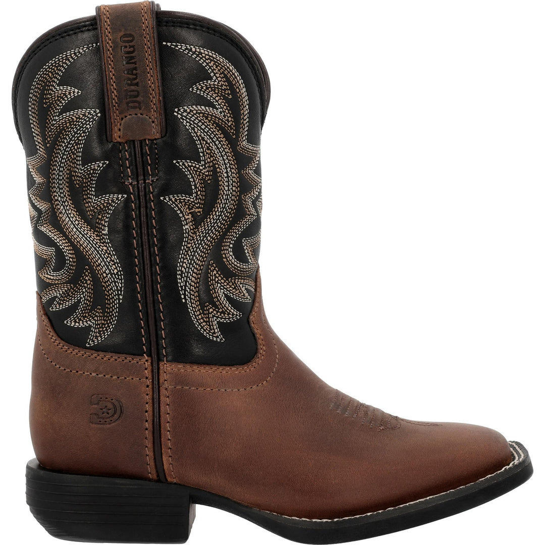 Durango Kids SHYLOH BIG KIDS 8 INCH SQUARE TOE BRAWNY BROWN/ BLACK ONYX