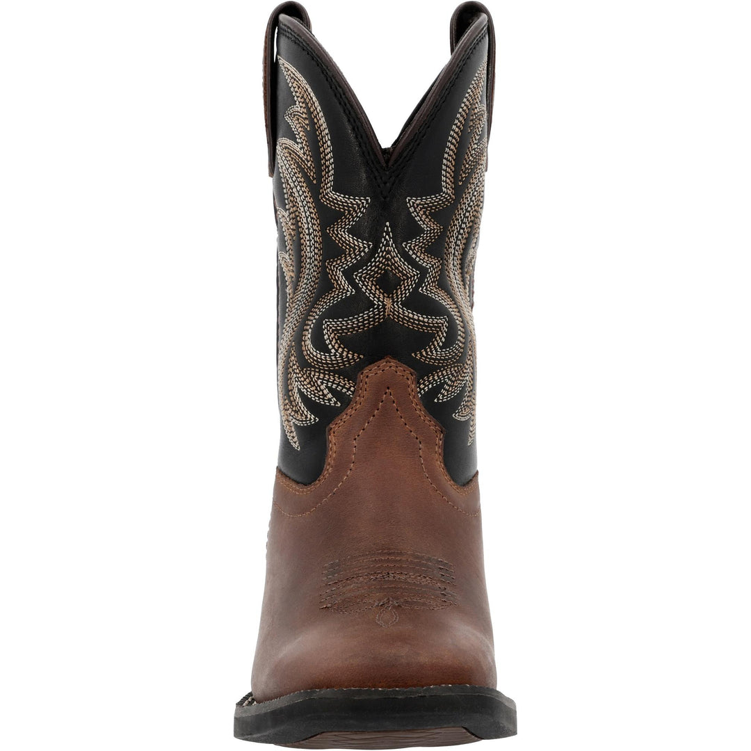 Durango Kids SHYLOH BIG KIDS 8 INCH SQUARE TOE BRAWNY BROWN/ BLACK ONYX