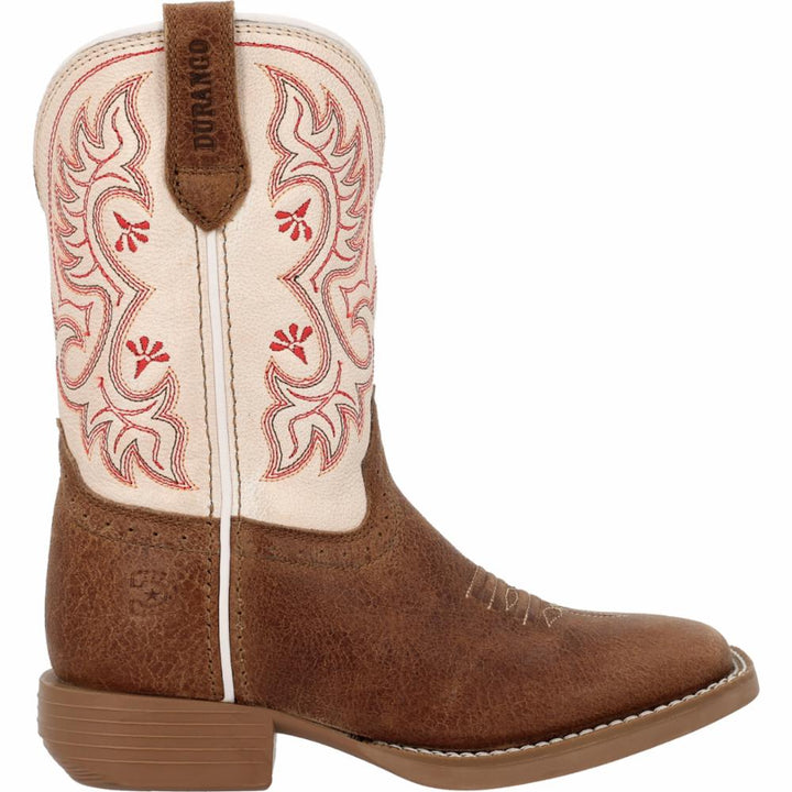 Durango Kids SHYLOH BIG KIDS 8 INCH SQUARE TOE HONEY TAN/ METALLIC PEACH
