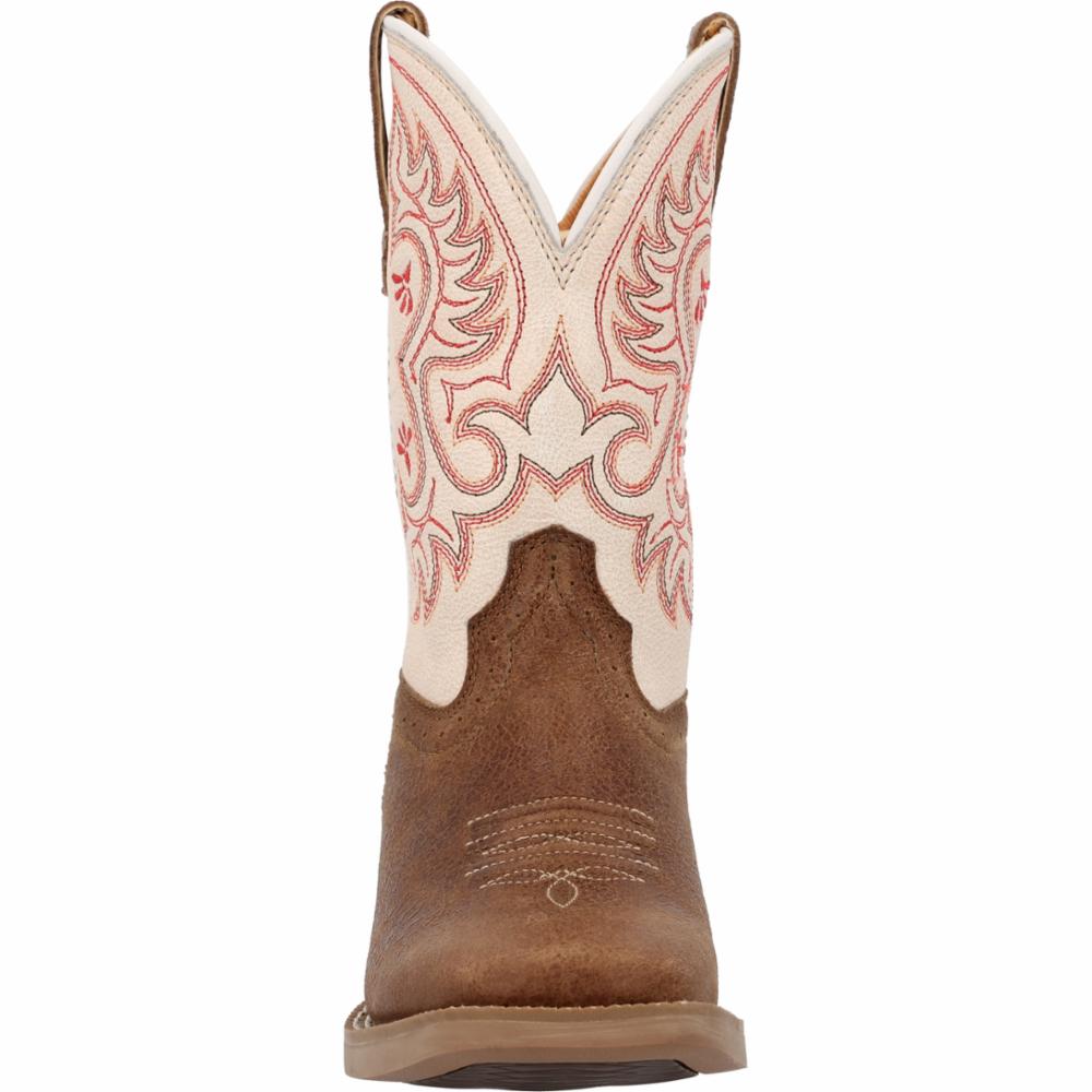 Durango Kids SHYLOH BIG KIDS 8 INCH SQUARE TOE HONEY TAN/ METALLIC PEACH