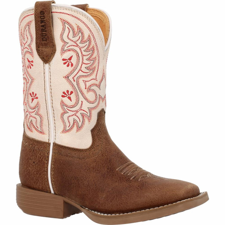 Durango Kids SHYLOH BIG KIDS 8 INCH SQUARE TOE HONEY TAN/ METALLIC PEACH