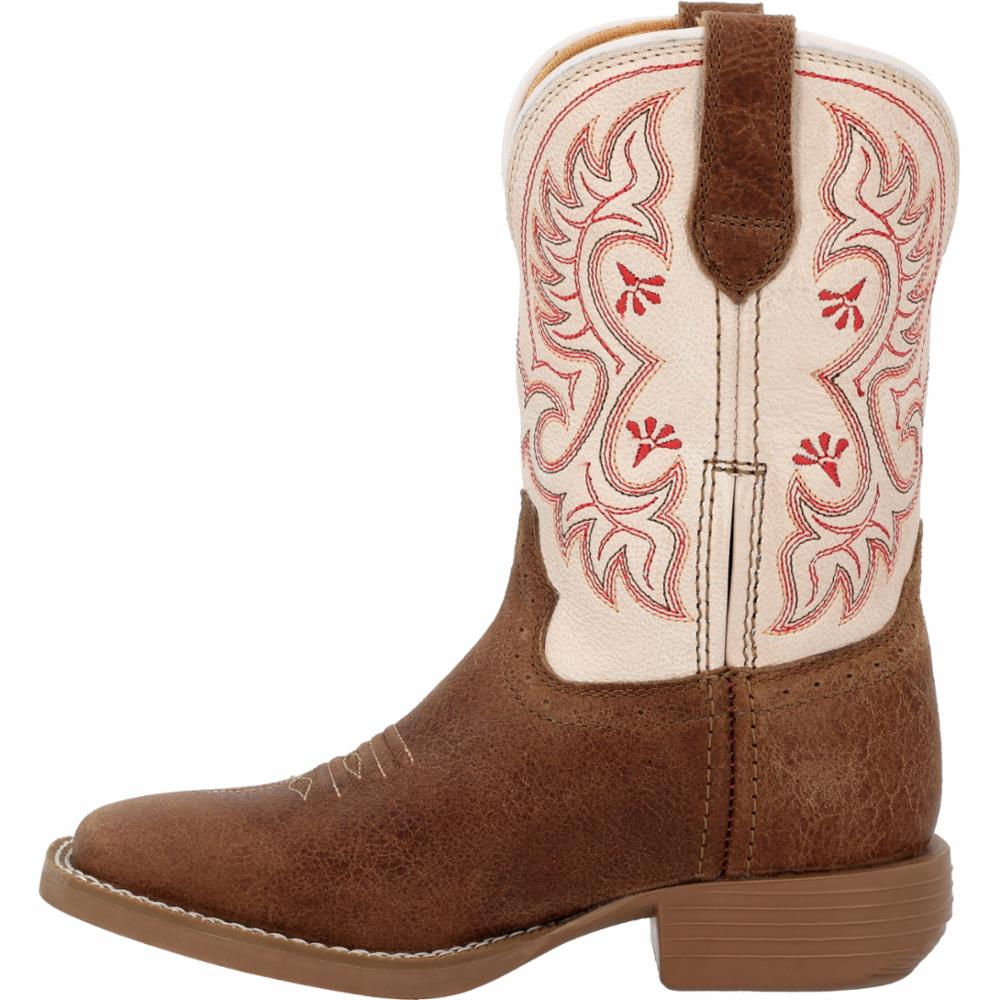 Durango Kids SHYLOH BIG KIDS 8 INCH SQUARE TOE HONEY TAN/ METALLIC PEACH