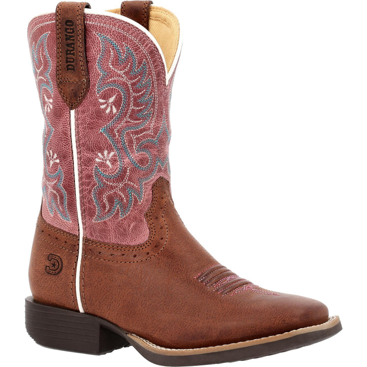 Durango Kids SHYLOH LITTLE KIDS 8 INCH SQUARE TOE RUSTY BROWN/ DUSTY ROSE