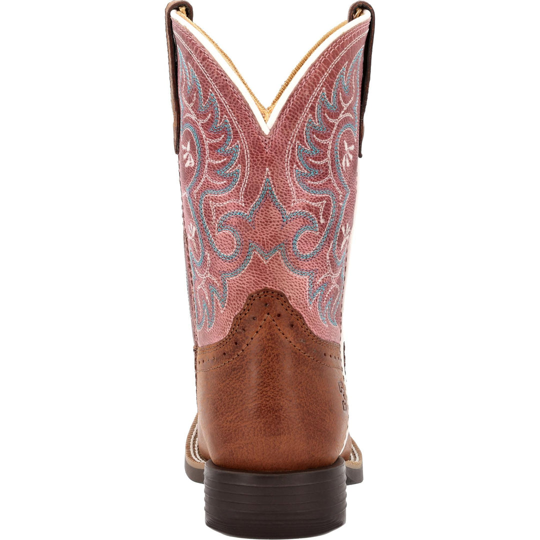 Durango Kids SHYLOH LITTLE KIDS 8 INCH SQUARE TOE RUSTY BROWN/ DUSTY ROSE