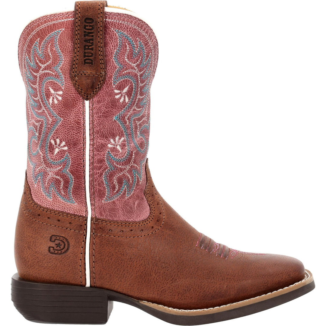 Durango Kids SHYLOH LITTLE KIDS 8 INCH SQUARE TOE RUSTY BROWN/ DUSTY ROSE