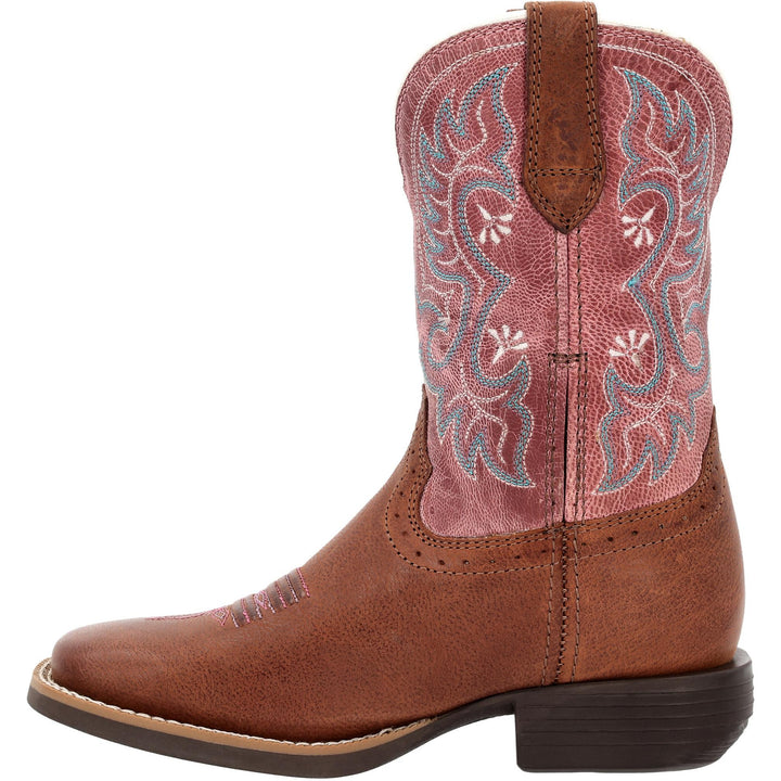 Durango Kids SHYLOH LITTLE KIDS 8 INCH SQUARE TOE RUSTY BROWN/ DUSTY ROSE