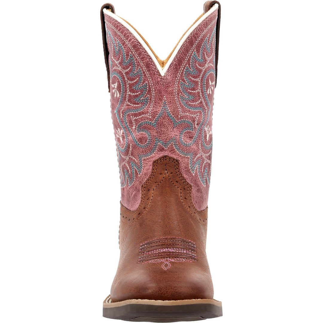 Durango Kids SHYLOH BIG KIDS 8 INCH SQUARE TOE RUSTY BROWN/ DUSTY ROSE