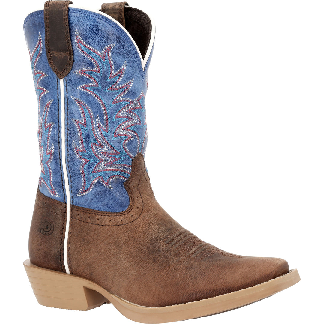 DURANGO KIDS SHYLOH LITTLE KID'S 8" CUTTER TOE DRIFT WOOD/LAPIS BLUE