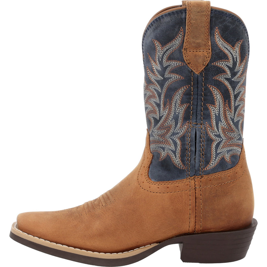 DURANGO KIDS SHYLOH BIG KID'S 8" CUTTER TOE BROWN/DEMIN BLUE