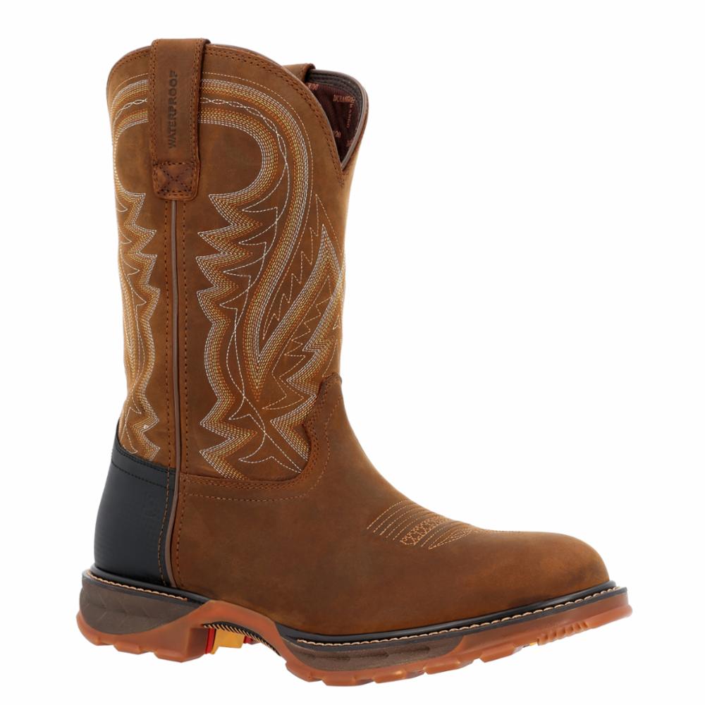 BOTTES DE TRAVAIL WESTERN IMPERMEABLES POUR HOMMES Durango MAVERICK XP 11 PO COYOTE MARRON