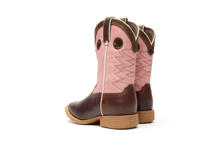DURANGO KIDS LIL' REBEL PRO BIG KID'S 8"  WESTERN BOOT DARK CHESTNUT / BUBBLE GUM