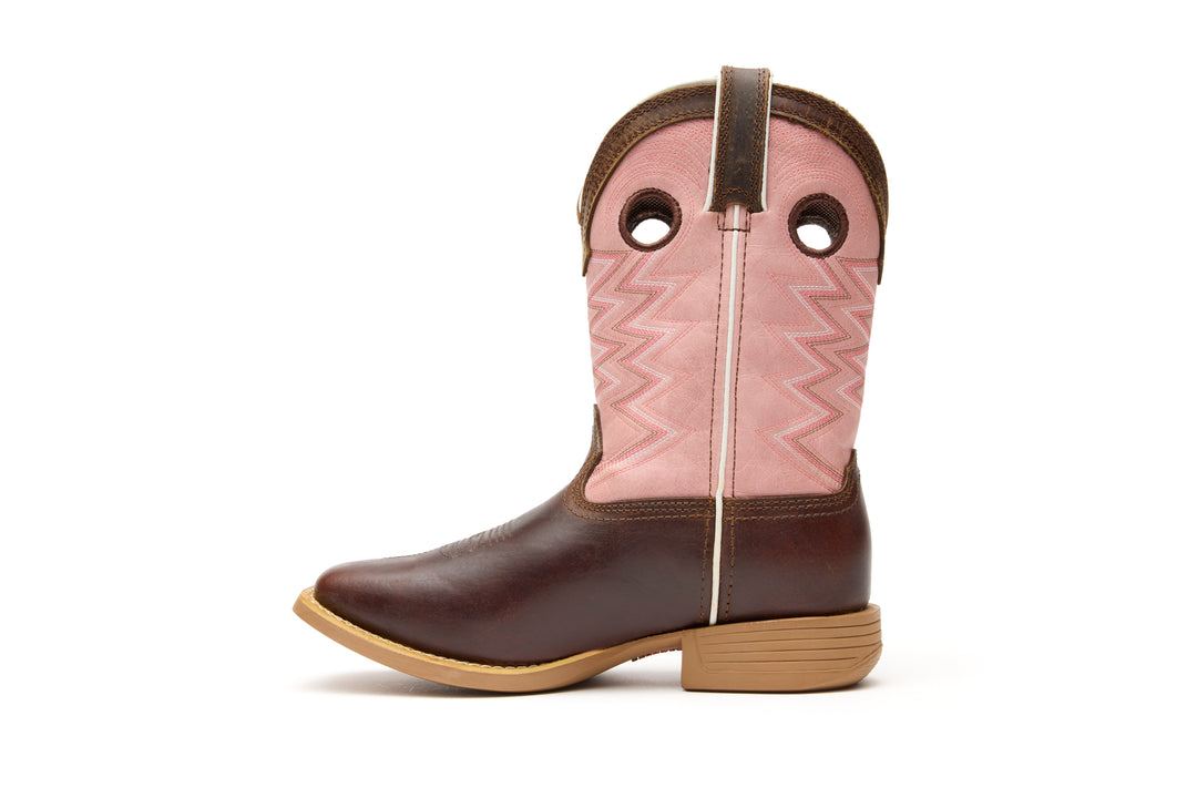 DURANGO KIDS LIL' REBEL PRO BIG KID'S 8"  WESTERN BOOT DARK CHESTNUT / BUBBLE GUM