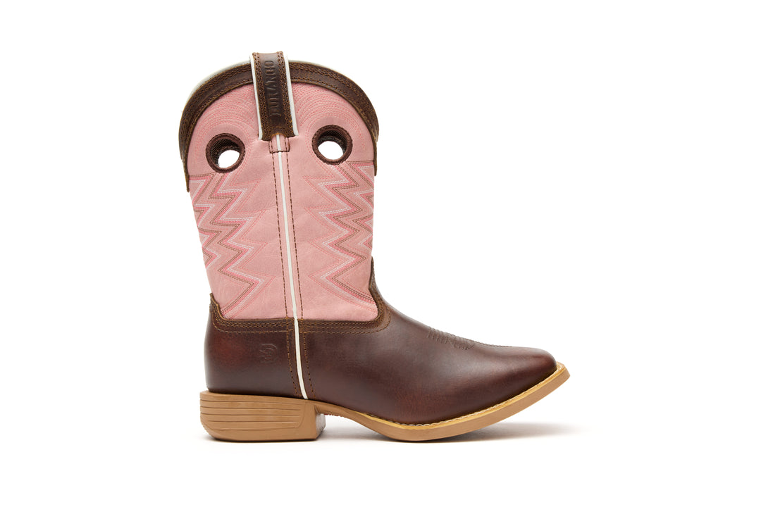 DURANGO KIDS LIL' REBEL PRO BIG KID'S 8"  WESTERN BOOT DARK CHESTNUT / BUBBLE GUM